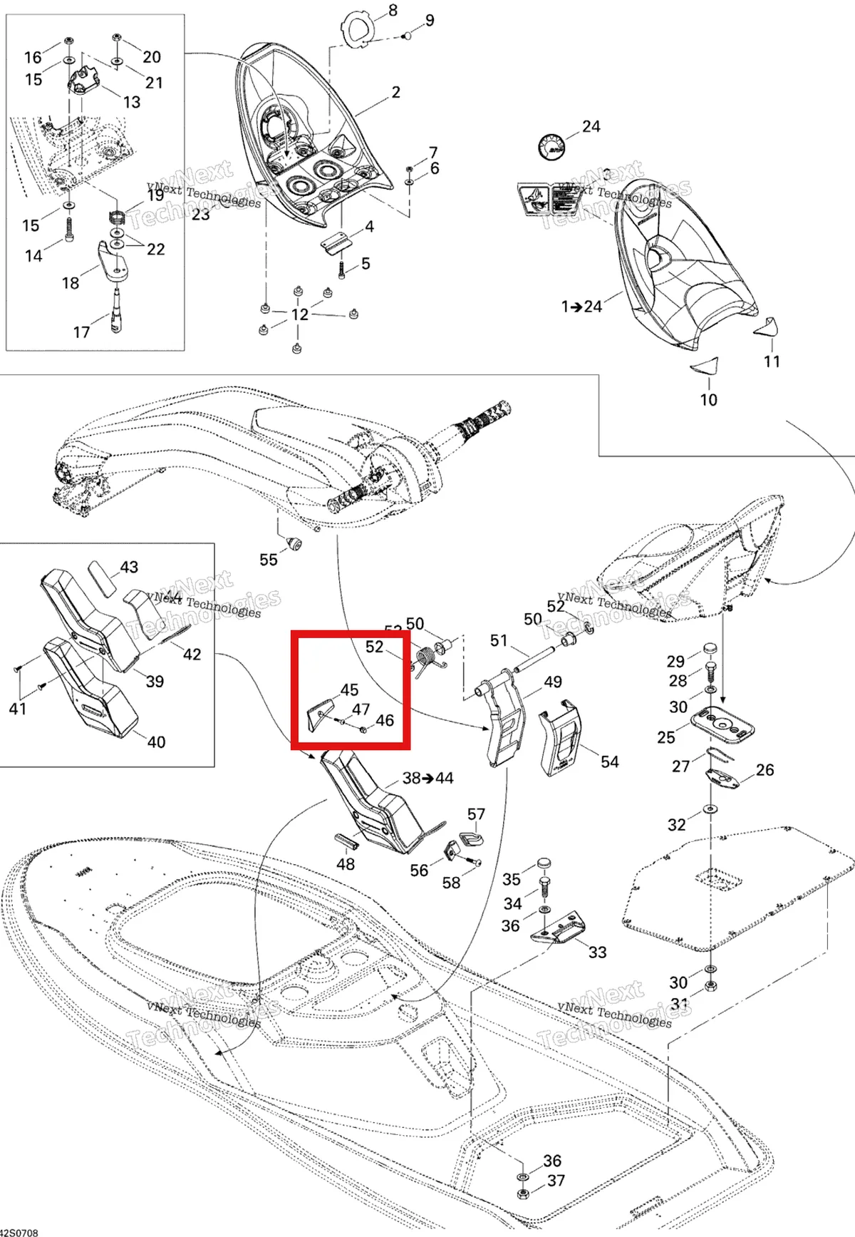 Деталь 291002131 на схеме узла 2007 Sea-Doo 3D 947 DI Kart Seat