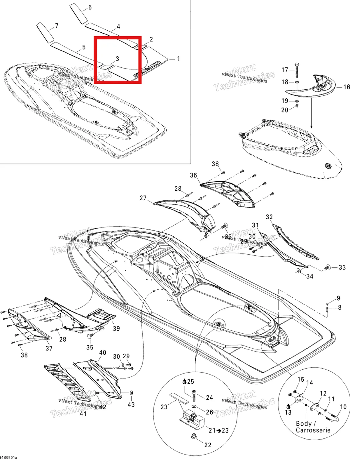 Деталь 291002186 на схеме узла 2005 Sea-Doo RXP Body 1