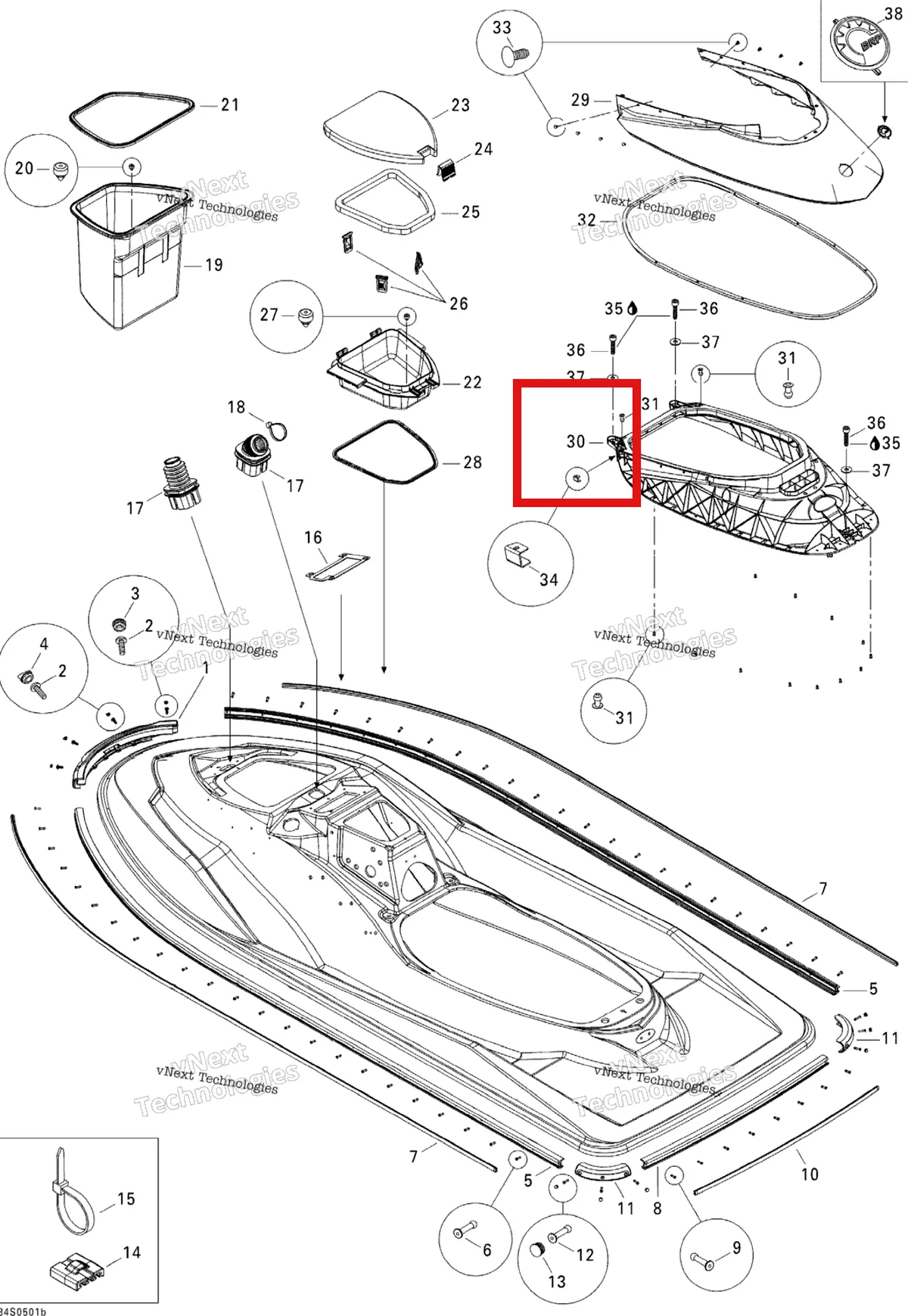 Деталь 291002225 на схеме узла 2005 Sea-Doo RXP Body 2