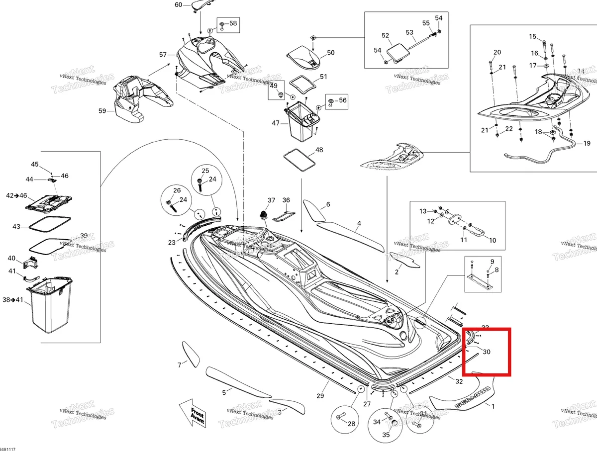 Деталь 291002242 на схеме узла 2011 Sea-Doo GTS Pro 130 Body