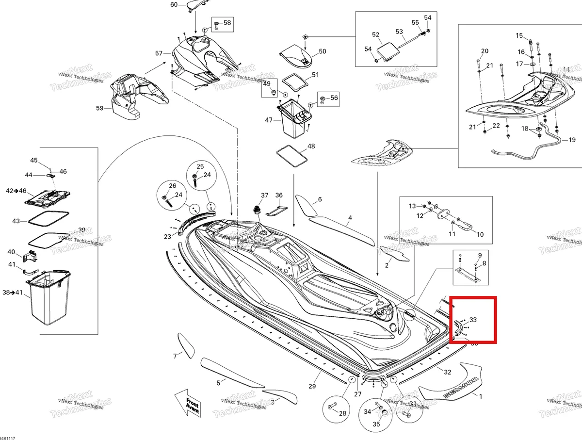 Деталь 291002244 на схеме узла 2011 Sea-Doo GTS Pro 130 Body
