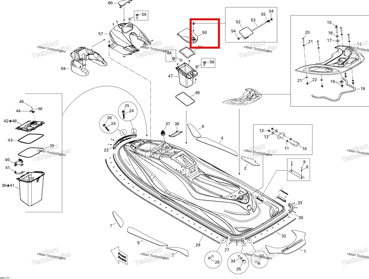 Деталь 291002249 на схеме узла 2011 Sea-Doo GTS Pro 130 Body