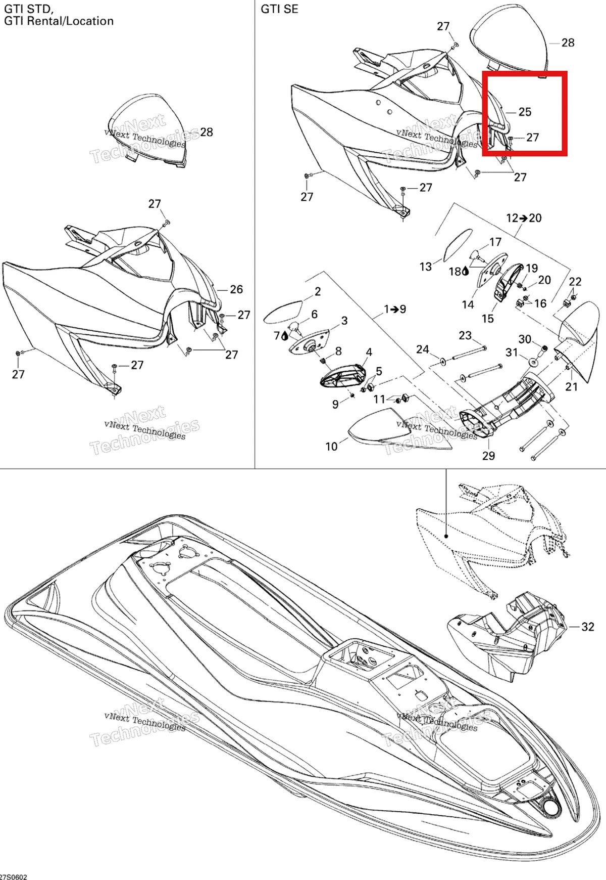 Деталь 291002266 на схеме узла 2006 Sea-Doo GTI SE Body, Front View Gti Se