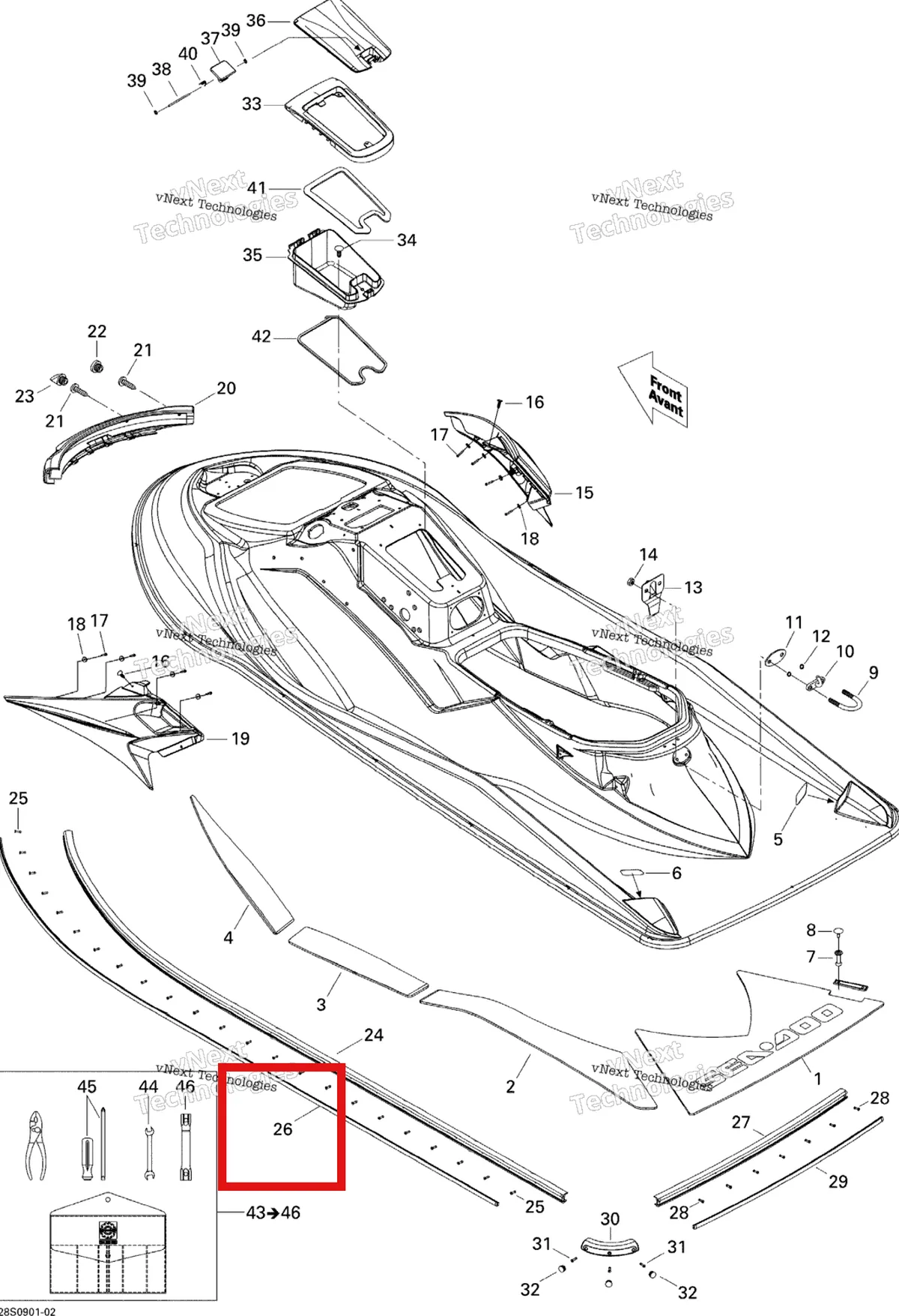 Схема применяемости: 291002324 Молдинг Sea Doo GTX Rub Rail Molding Insert 291002505 