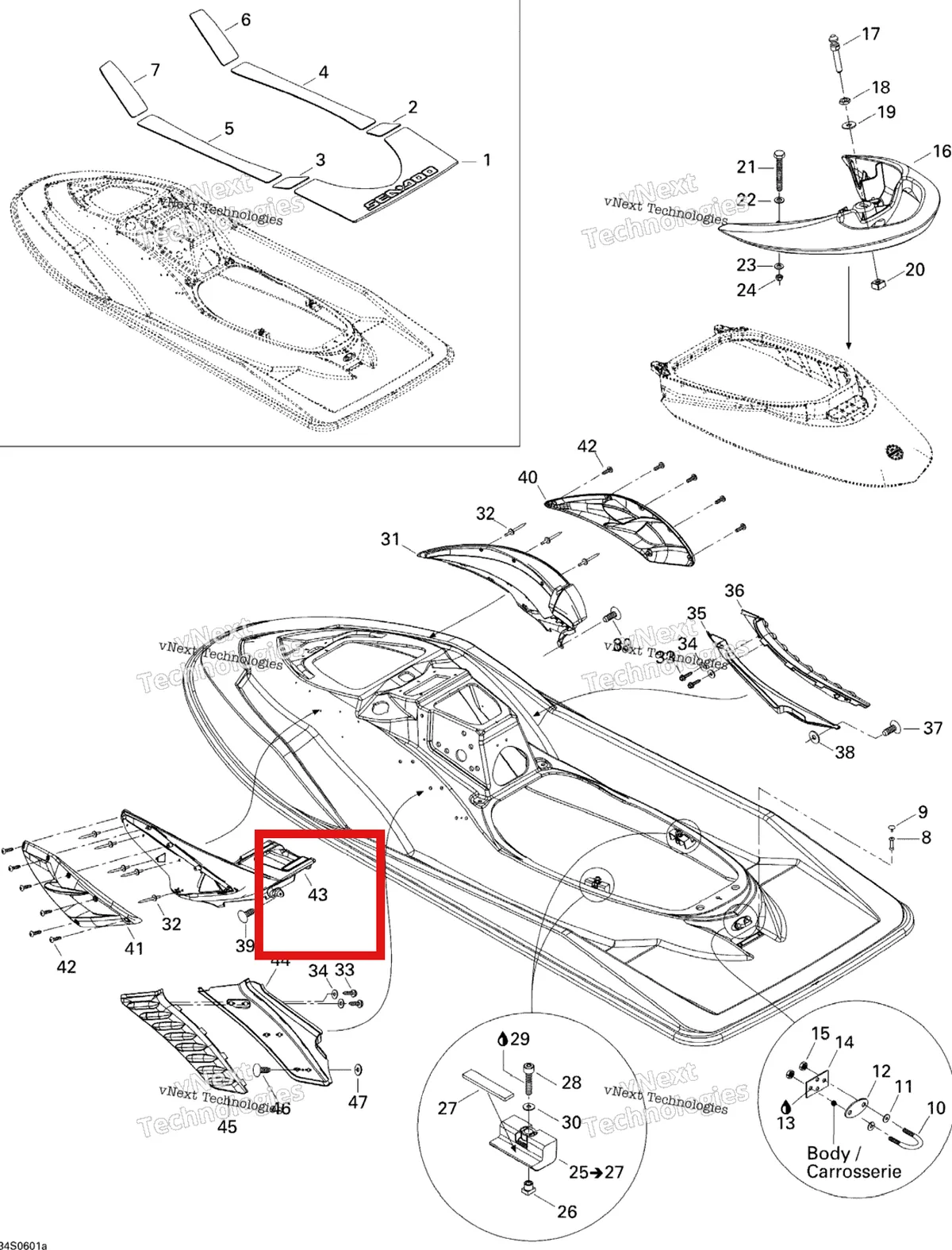 Деталь 291002339 на схеме узла 2006 Sea-Doo RXP Body 1