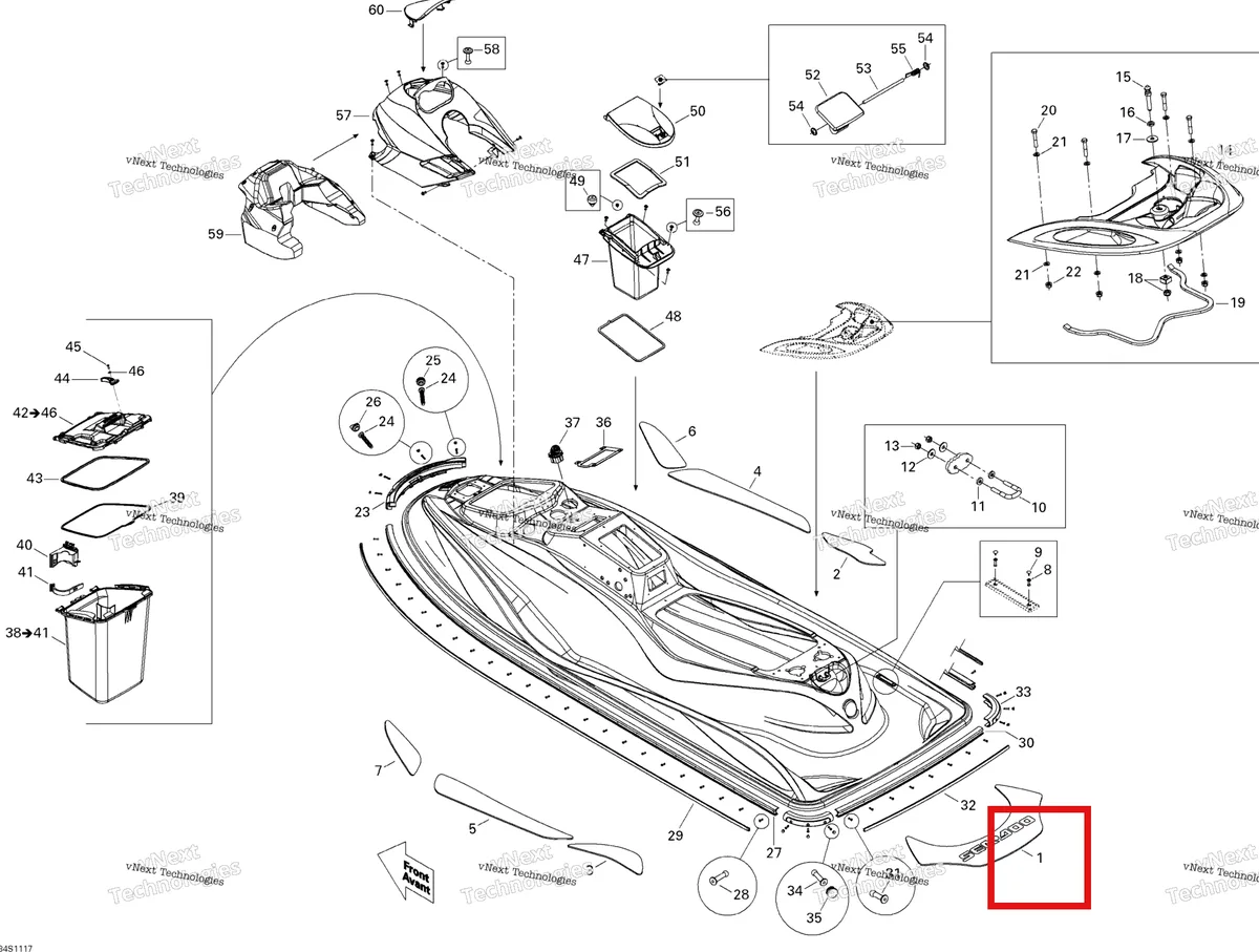Деталь 291002356 на схеме узла 2011 Sea-Doo GTS Pro 130 Body