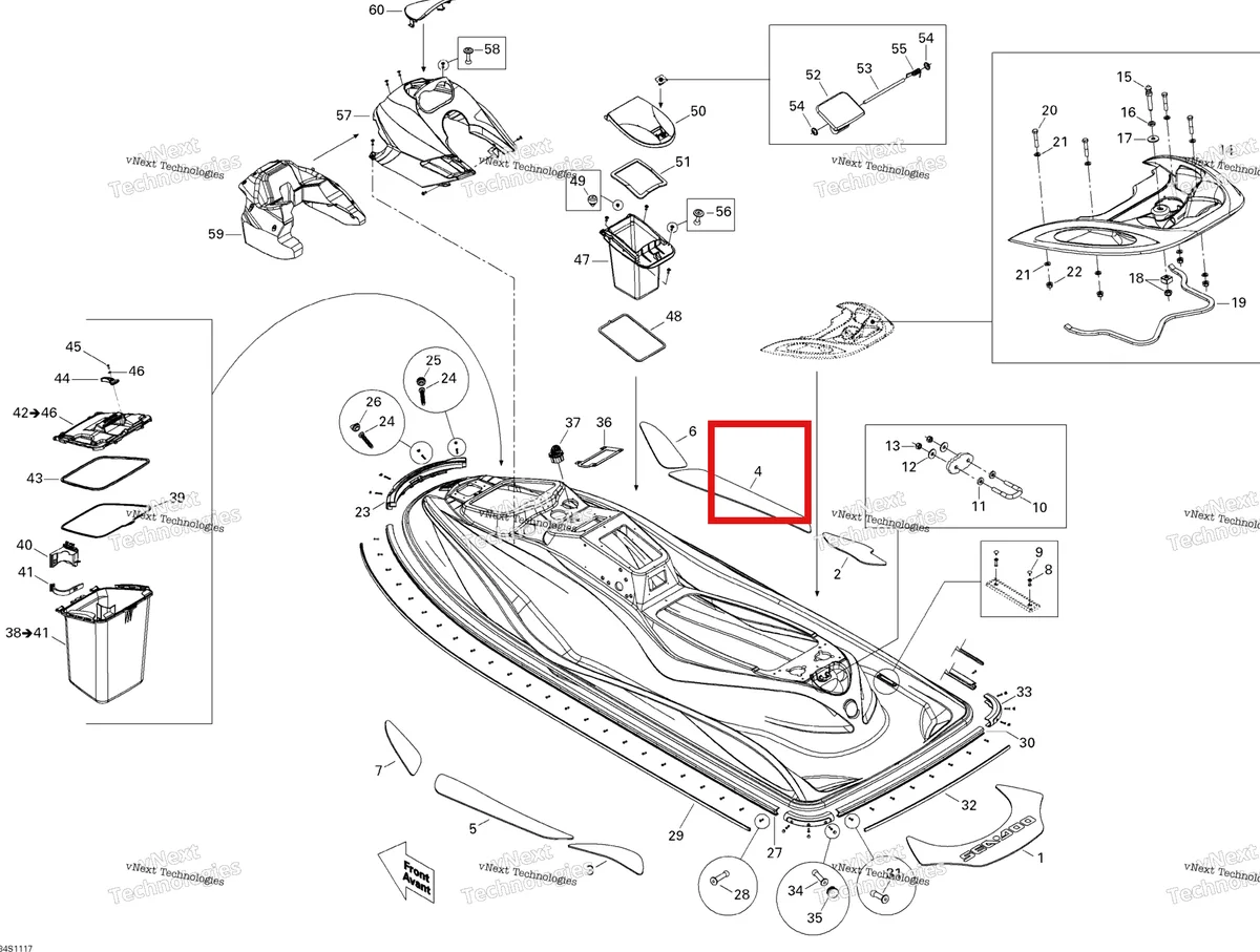 Деталь 291002357 на схеме узла 2011 Sea-Doo GTS Pro 130 Body