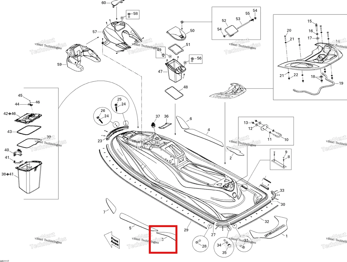 Деталь 291002381 на схеме узла 2011 Sea-Doo GTS Pro 130 Body