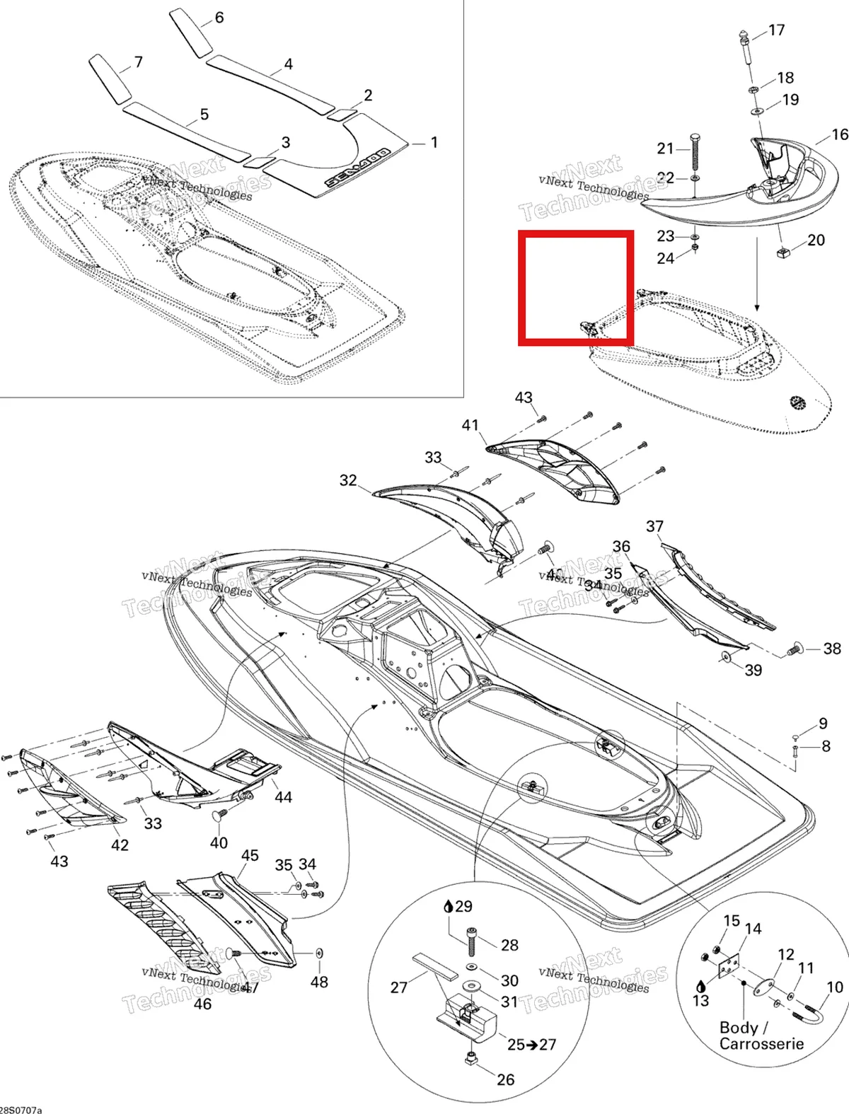 Деталь 291002389 на схеме узла 2007 Sea-Doo RXP 1503 BVIC Body, Rear View