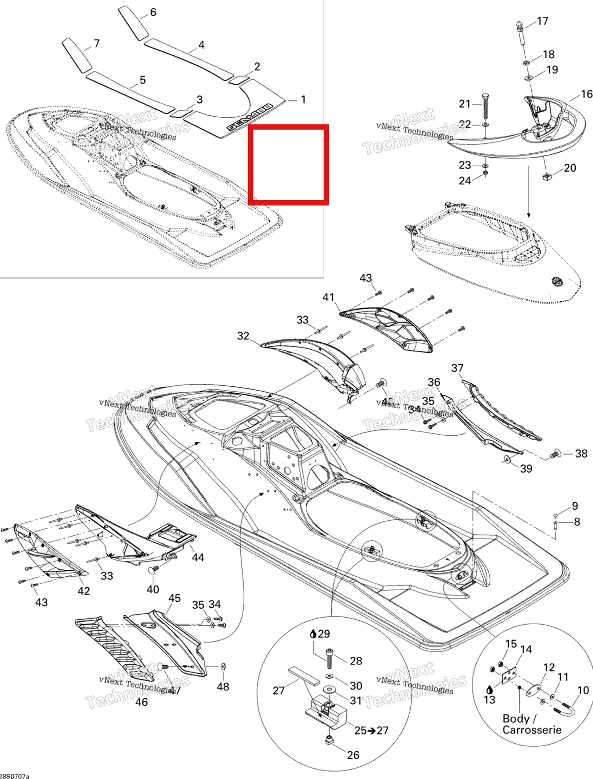 Деталь 291002391 на схеме узла 2007 Sea-Doo RXP 1503 BVIC Body, Rear View
