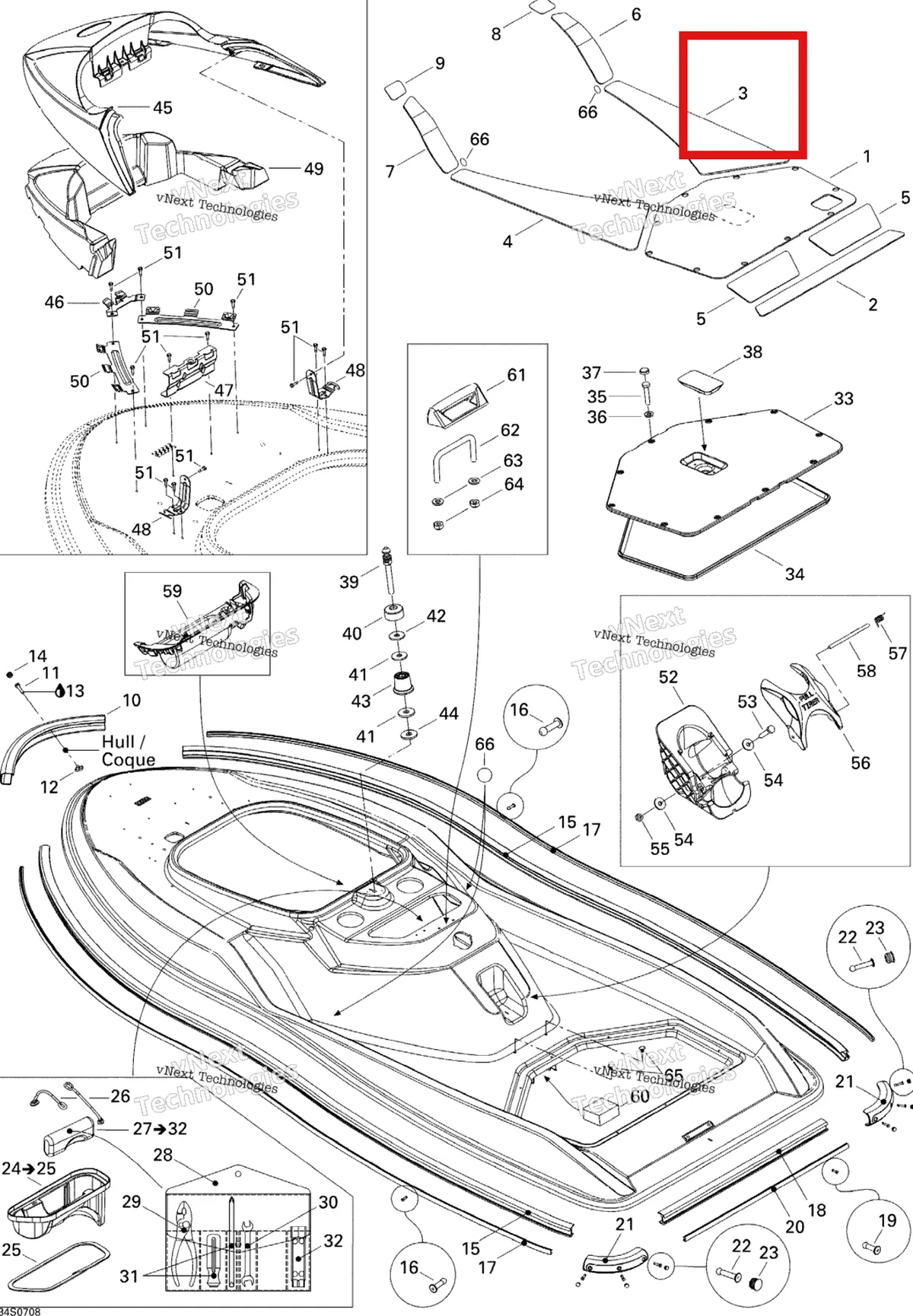 Деталь 291002397 на схеме узла 2007 Sea-Doo 3D 947 DI Body