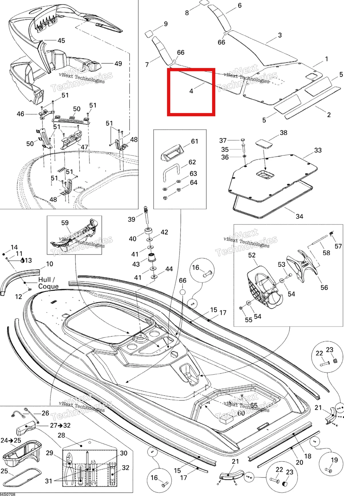 Деталь 291002398 на схеме узла 2007 Sea-Doo 3D 947 DI Body