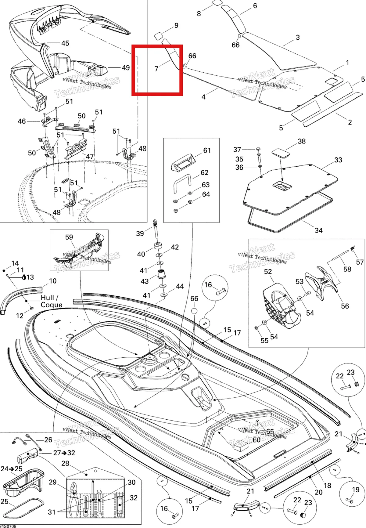 Деталь 291002400 на схеме узла 2007 Sea-Doo 3D 947 DI Body