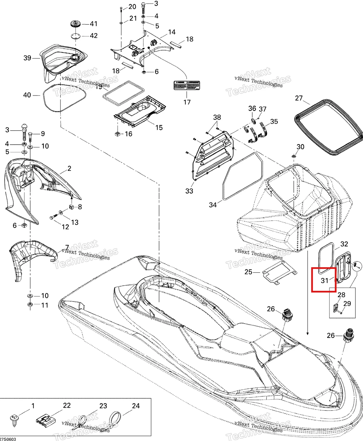 Деталь 291002416 на схеме узла 2006 Sea-Doo GTX 4-TEC SC Body, Front View