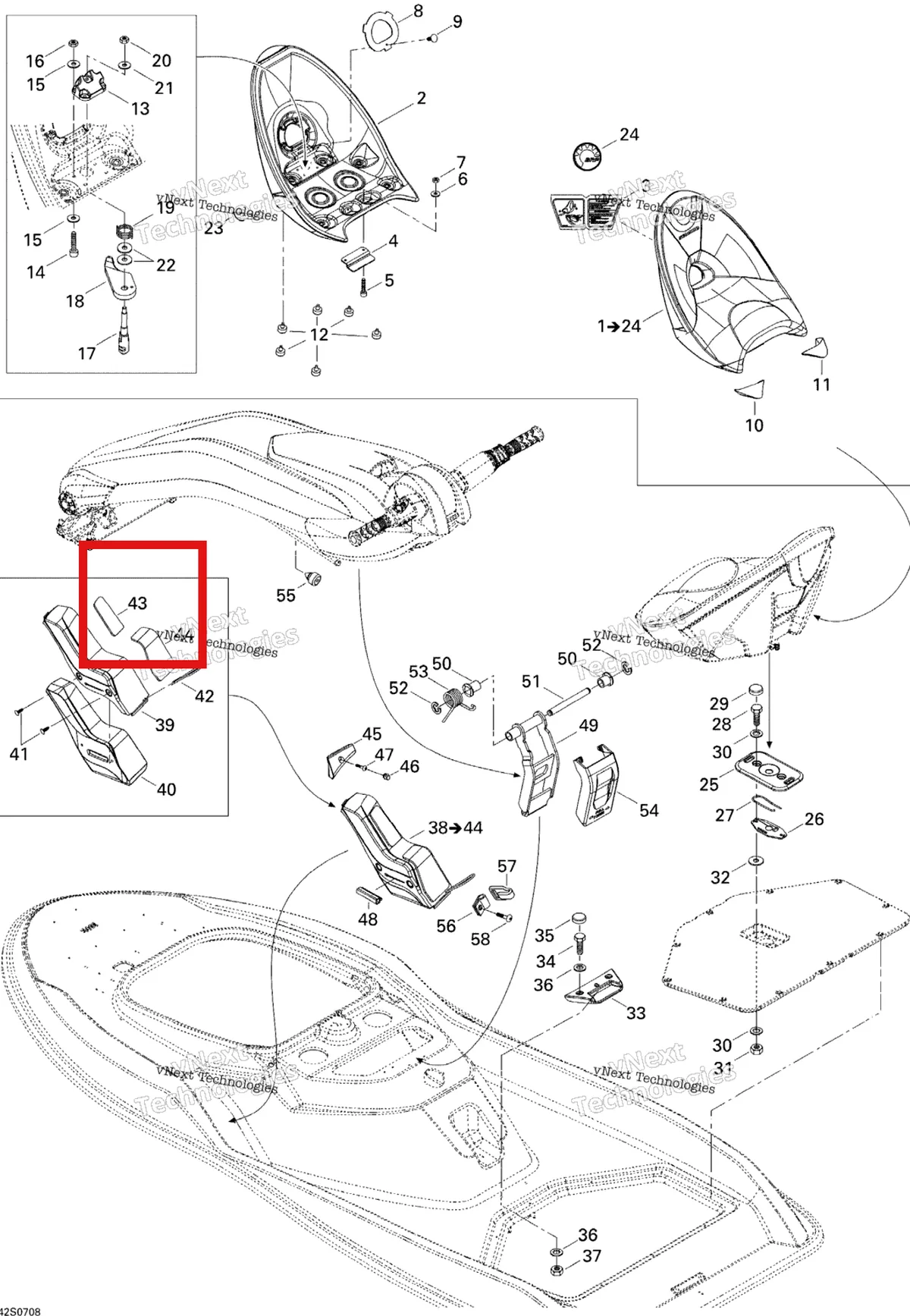 Деталь 291002432 на схеме узла 2007 Sea-Doo 3D 947 DI Kart Seat