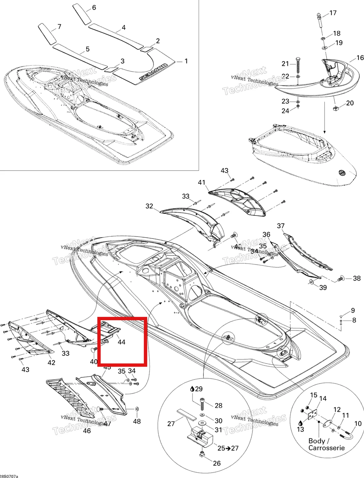 Деталь 291002457 на схеме узла 2007 Sea-Doo RXP 1503 NA Body, Rear View