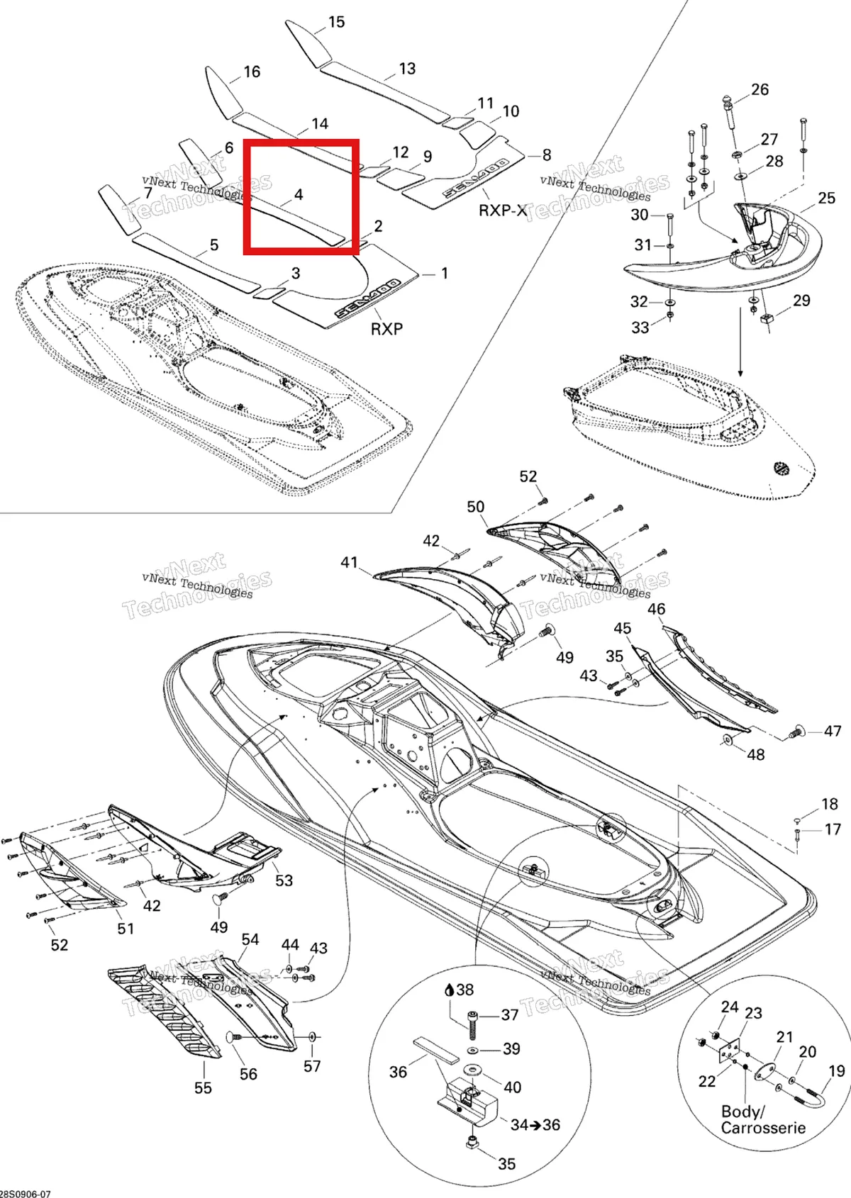 Деталь 291002471 на схеме узла 2009 Sea-Doo RXP 215 Body, Rear View