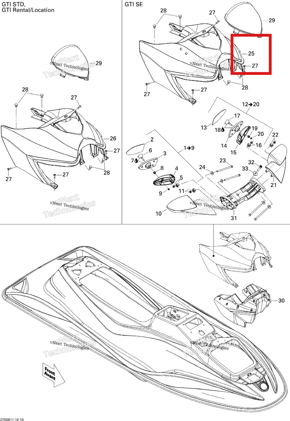 Деталь 291002512 на схеме узла 2008 Sea-Doo GTI SE 155 Body, Front View