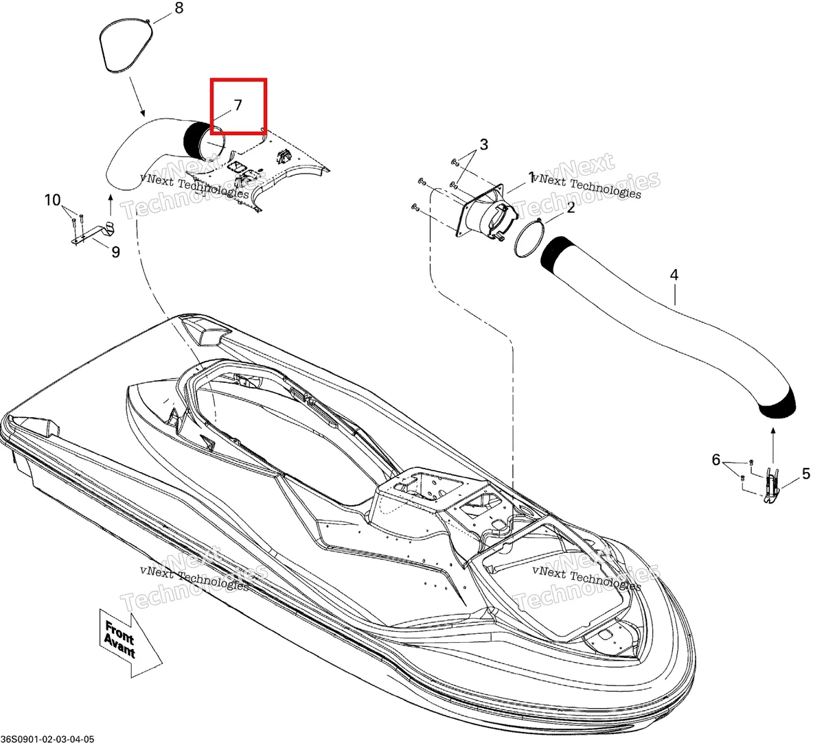 Деталь 291002528 на схеме узла 2009 Sea-Doo GTX 155 Ventilation