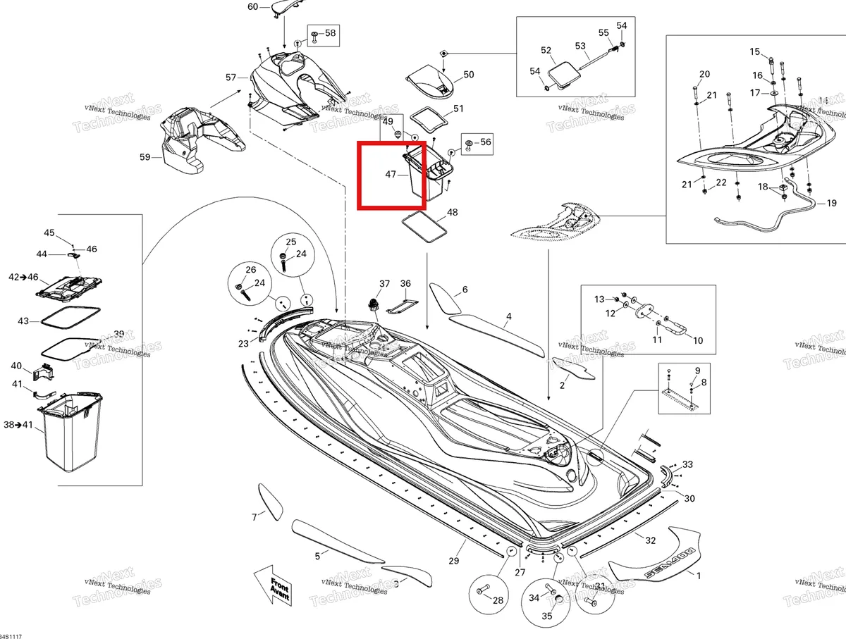 Деталь 291002531 на схеме узла 2011 Sea-Doo GTS Pro 130 Body
