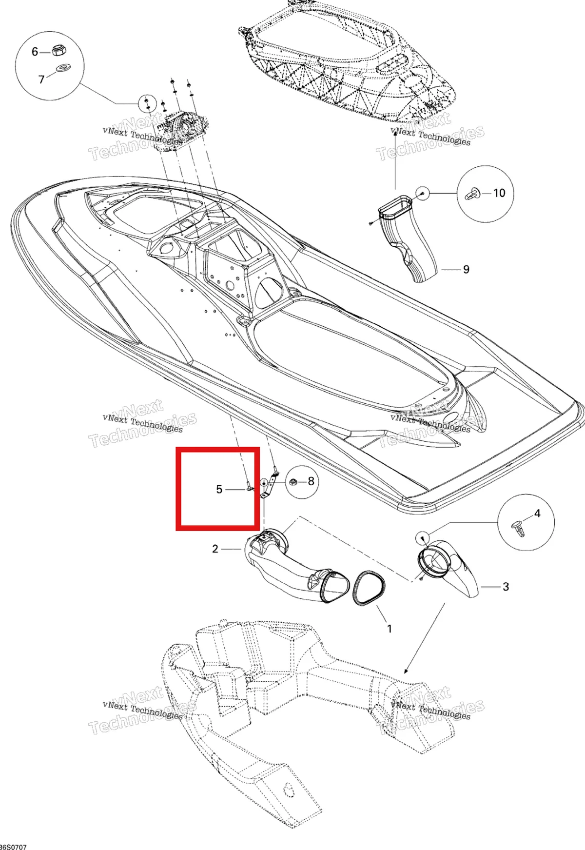 Деталь 291002546 на схеме узла 2007 Sea-Doo RXP 1503 NA Ventilation