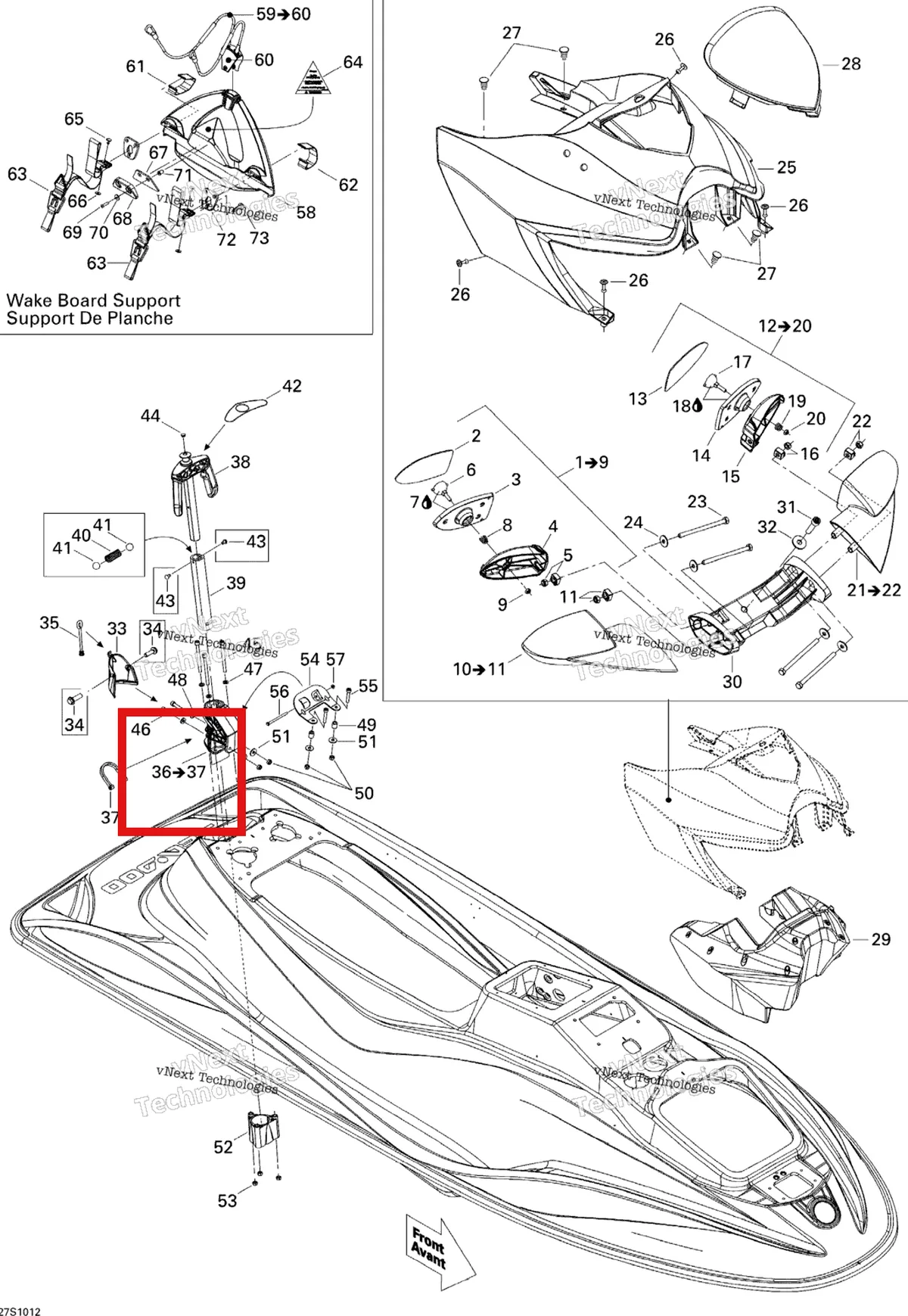 Деталь 291002560 на схеме узла 2010 Sea-Doo Wake 155 Body, Front View