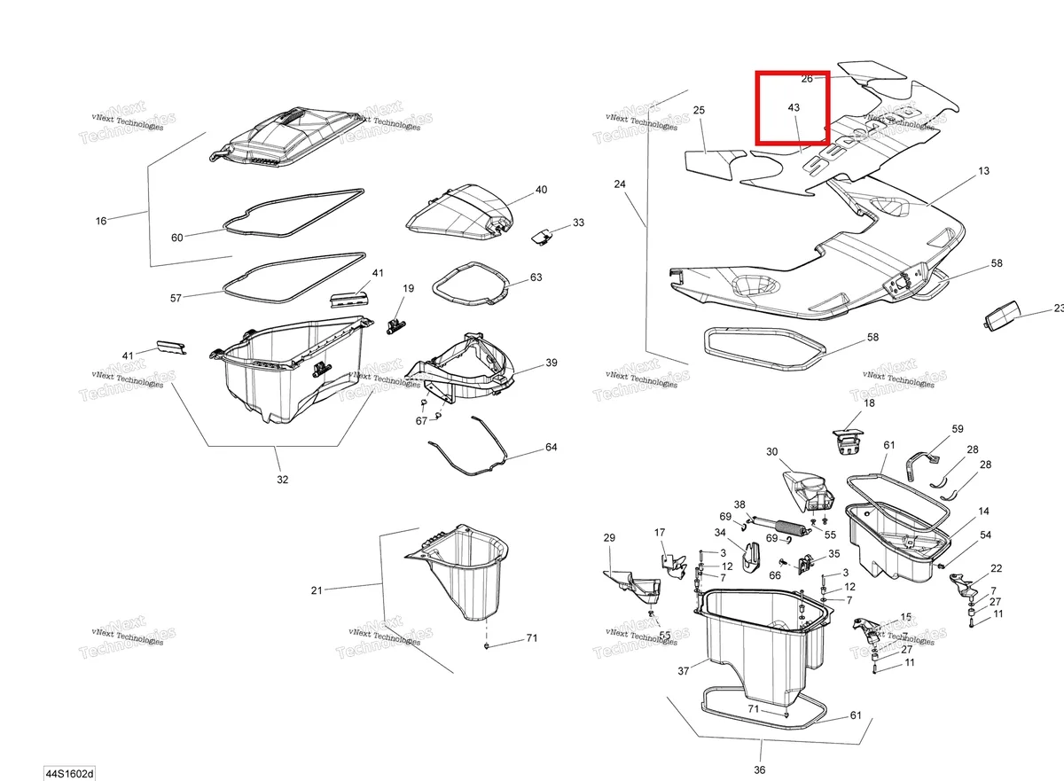 Деталь 291002585 на схеме узла 2016 Sea-Doo GTX Storage Compartments - Gtx S 155