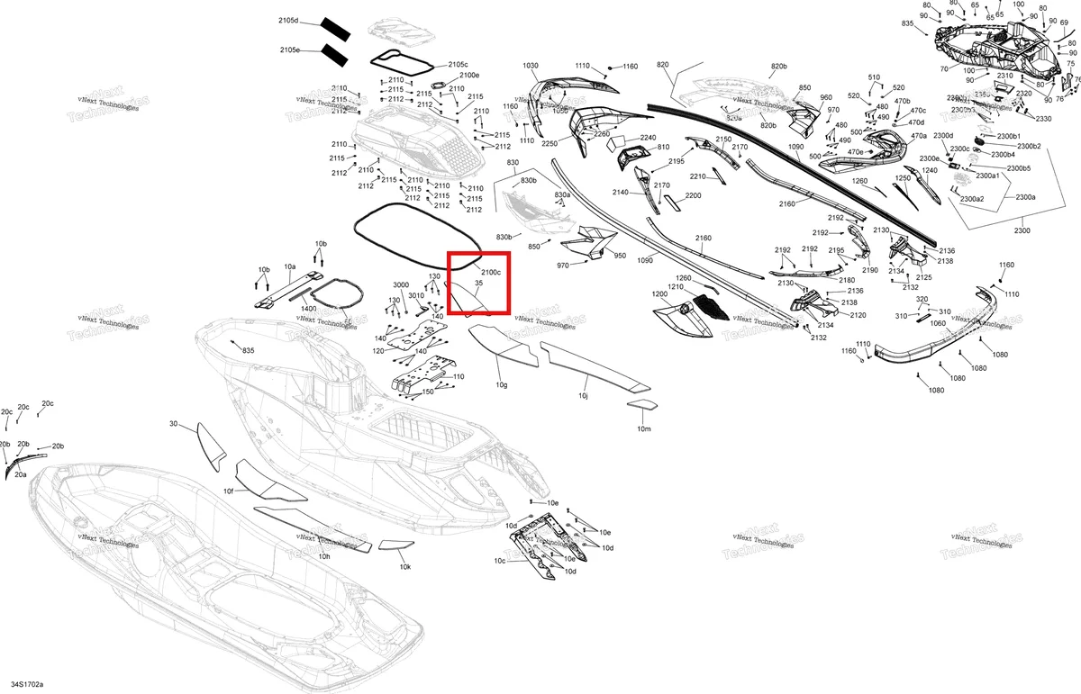 Деталь 291002608 на схеме узла 2017 Sea-Doo GTX Body - Gtx S 155, Gtx Ltd S 260