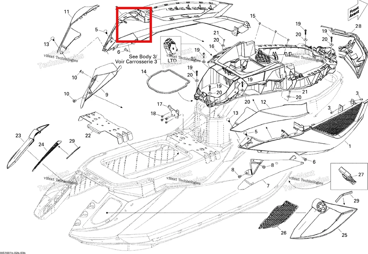 Деталь 291002622 на схеме узла 2010 Sea-Doo GTX LTD iS 260 Body, Rear View 2
