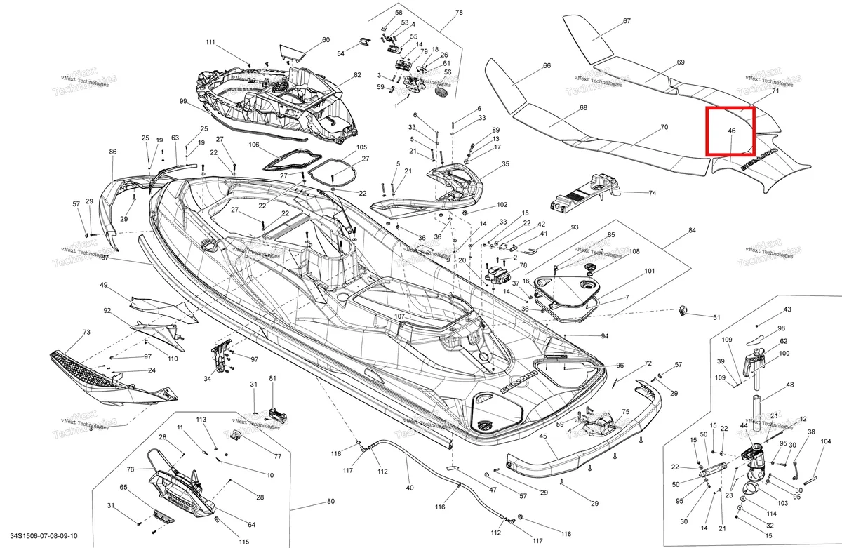Деталь 291002625 на схеме узла 2015 Sea-Doo WAKE PRO 215 Body