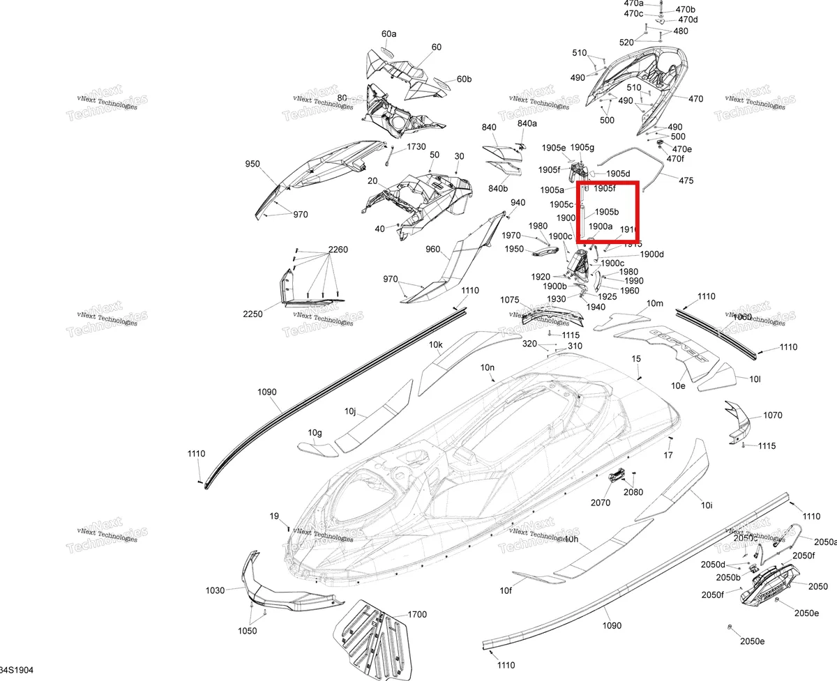 Деталь 291002642 на схеме узла 2019 Sea-Doo WAKE 155 Body