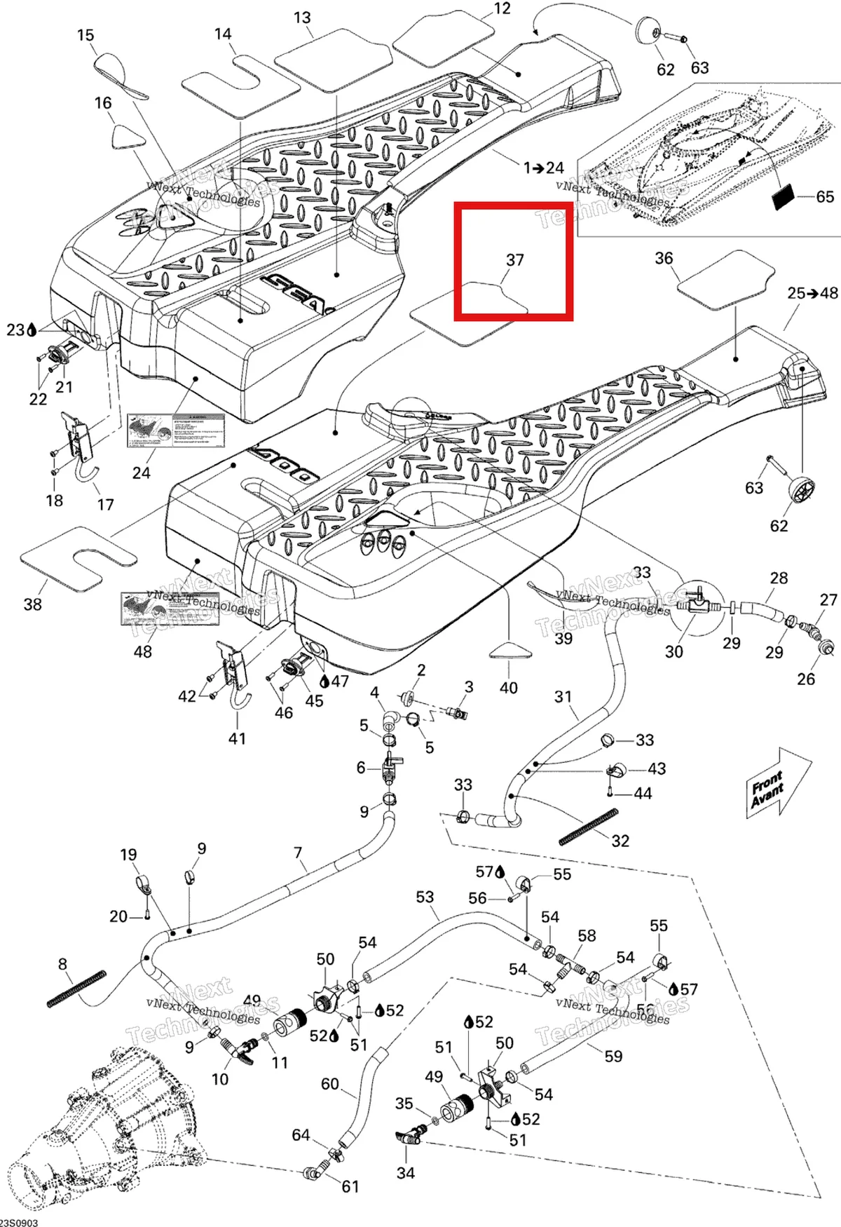 Деталь 291002653 на схеме узла 2009 Sea-Doo Wake PRO 215 Ballast Tank