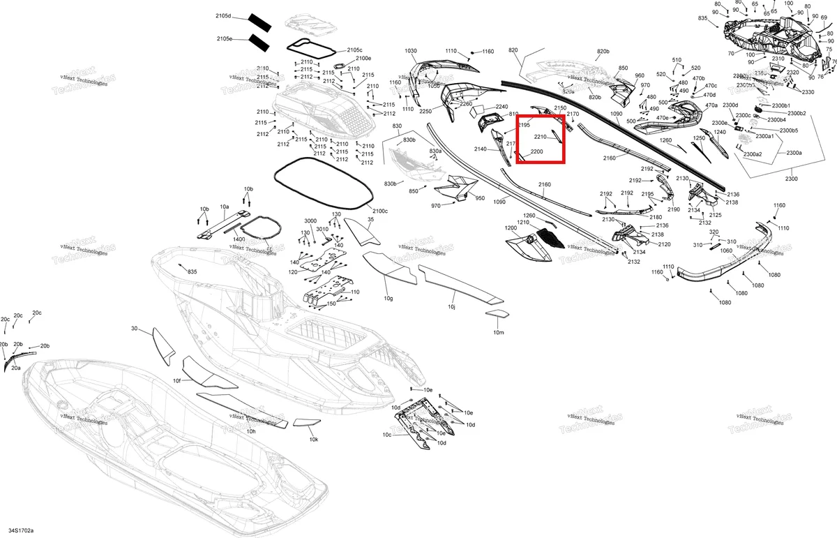 Схема применяемости: Правый подножка крышка Sea-Doo RXT (2016) (291002695)