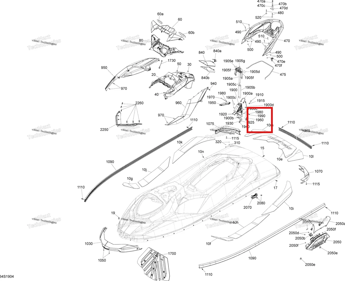 Деталь 291002712 на схеме узла 2019 Sea-Doo WAKE 155 Body