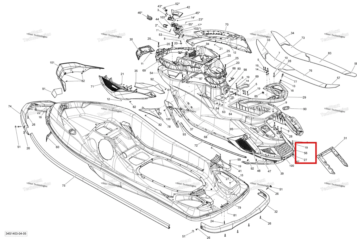 Деталь 291002763 на схеме узла 2014 Sea-Doo RXT-X AS 260 & RS Body
