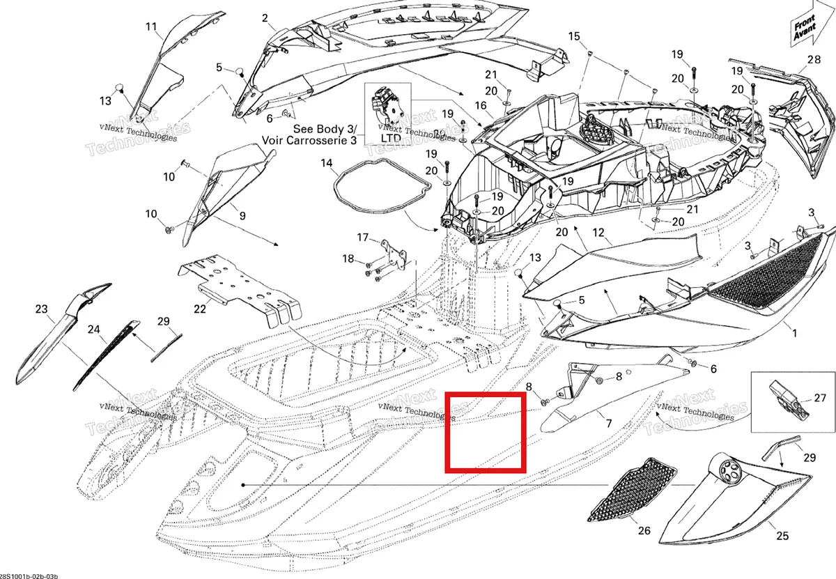 Деталь 291002769 на схеме узла 2010 Sea-Doo GTX LTD iS 260 Body, Rear View 2