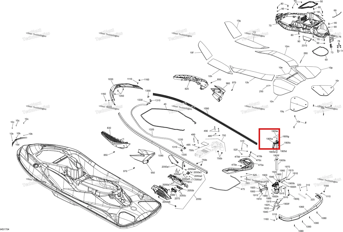 Деталь 291002812 на схеме узла 2017 Sea-Doo WAKE PRO Body - All Models