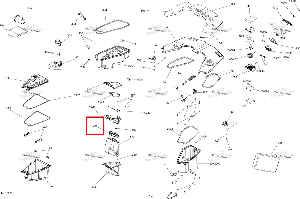 Схема применяемости: REMOVABLE CASE в сборе Sea-Doo RXT (2016) (291002814)