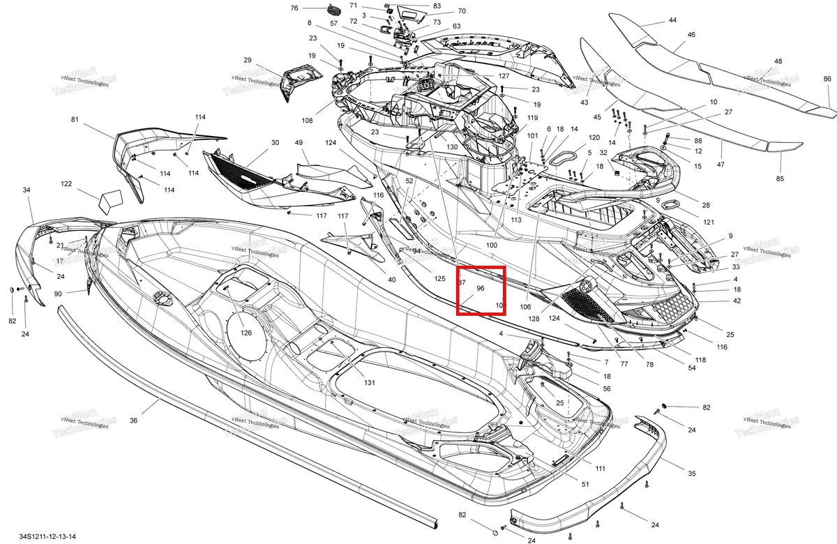 Деталь 291002839 на схеме узла 2012 Sea-Doo RXT-X aS 260 & RS Body