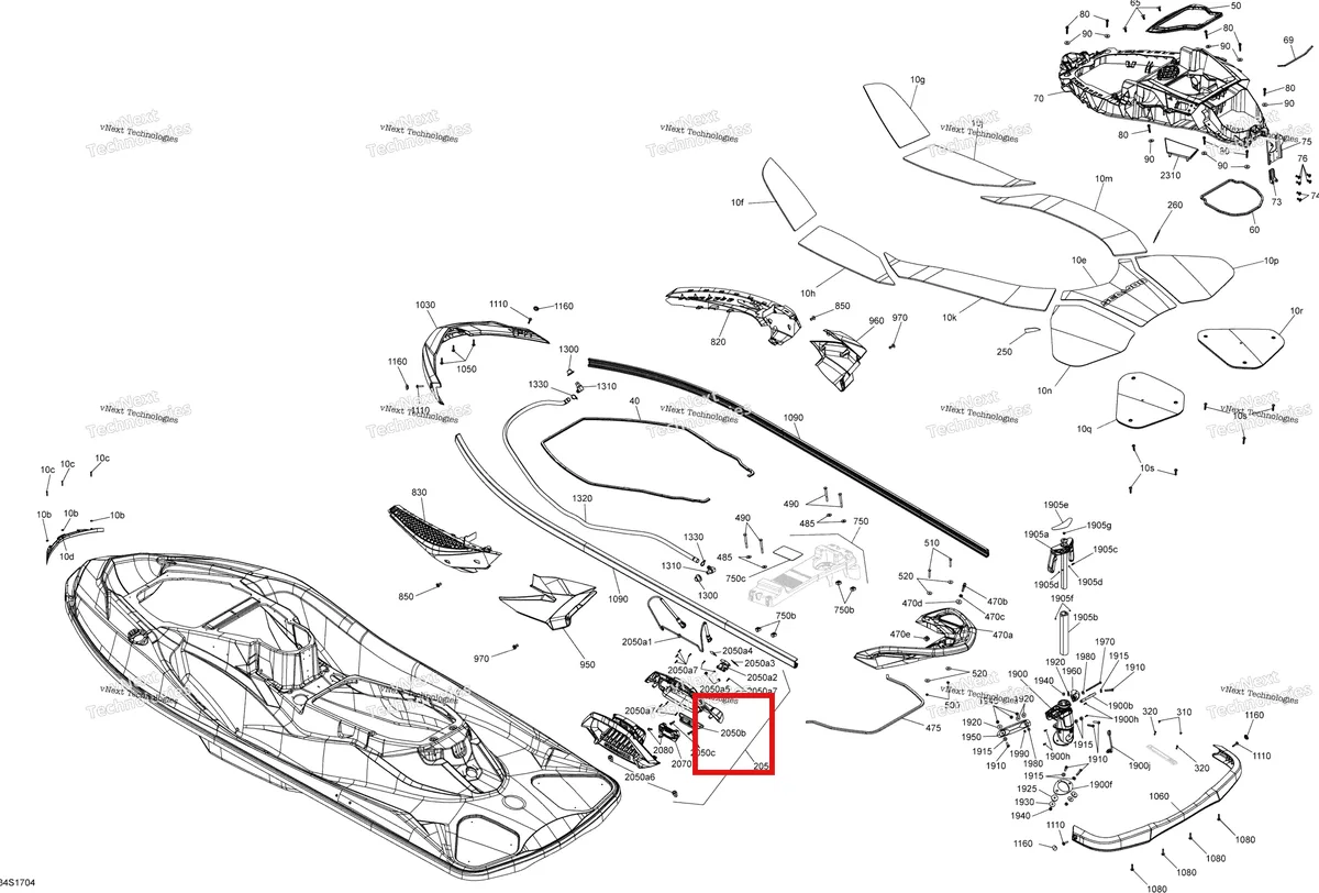 Деталь 291002864 на схеме узла 2017 Sea-Doo WAKE PRO Body - All Models