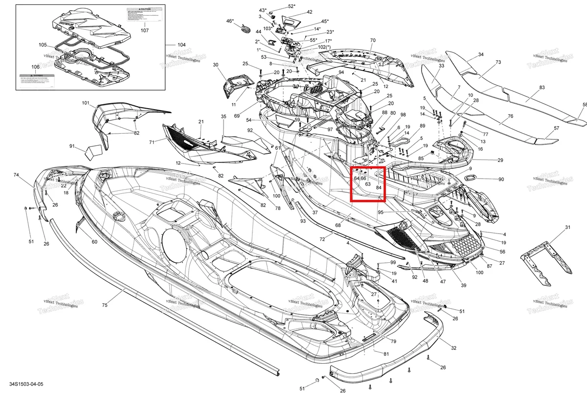 Деталь 291002865 на схеме узла 2015 Sea-Doo RXT-X AS 260 & RS Body