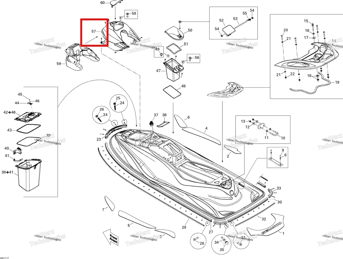 Деталь 291002866 на схеме узла 2011 Sea-Doo GTS Pro 130 Body