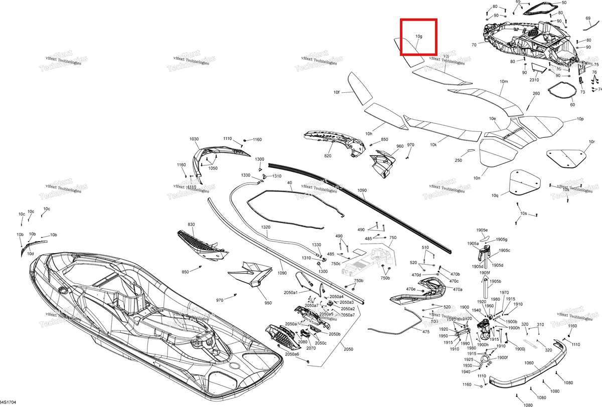 Деталь 291002931 (ANTI SLIP MAT FR Sea-Doo GTX 215 (2012) (291002931)) на схеме узла 2017 Sea-Doo WAKE PRO Body - All Models