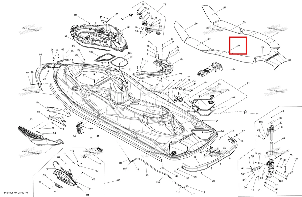Деталь 291002934 (Левый задний Carpet Sea-Doo GTX 215 (2012) (291002934)) на схеме узла 2015 Sea-Doo WAKE PRO 215 Body
