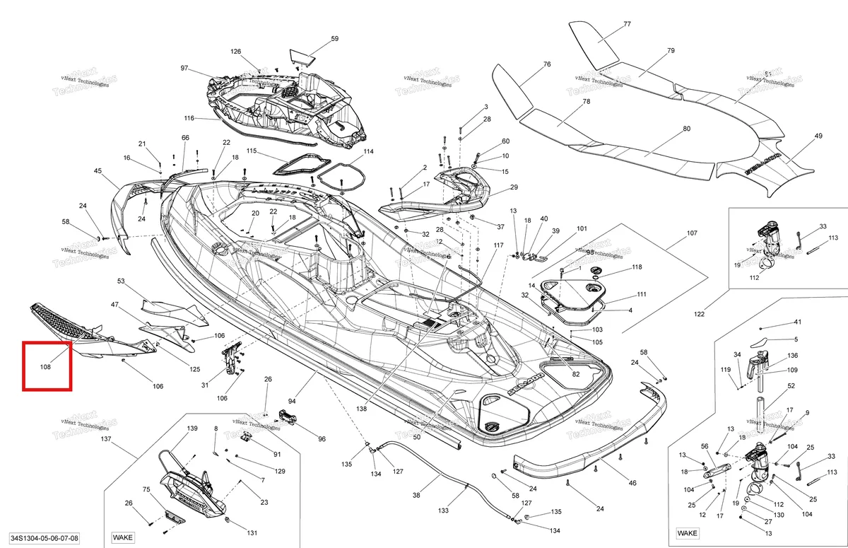 Деталь 291002939 на схеме узла 2013 Sea-Doo WAKE PRO 215 Body