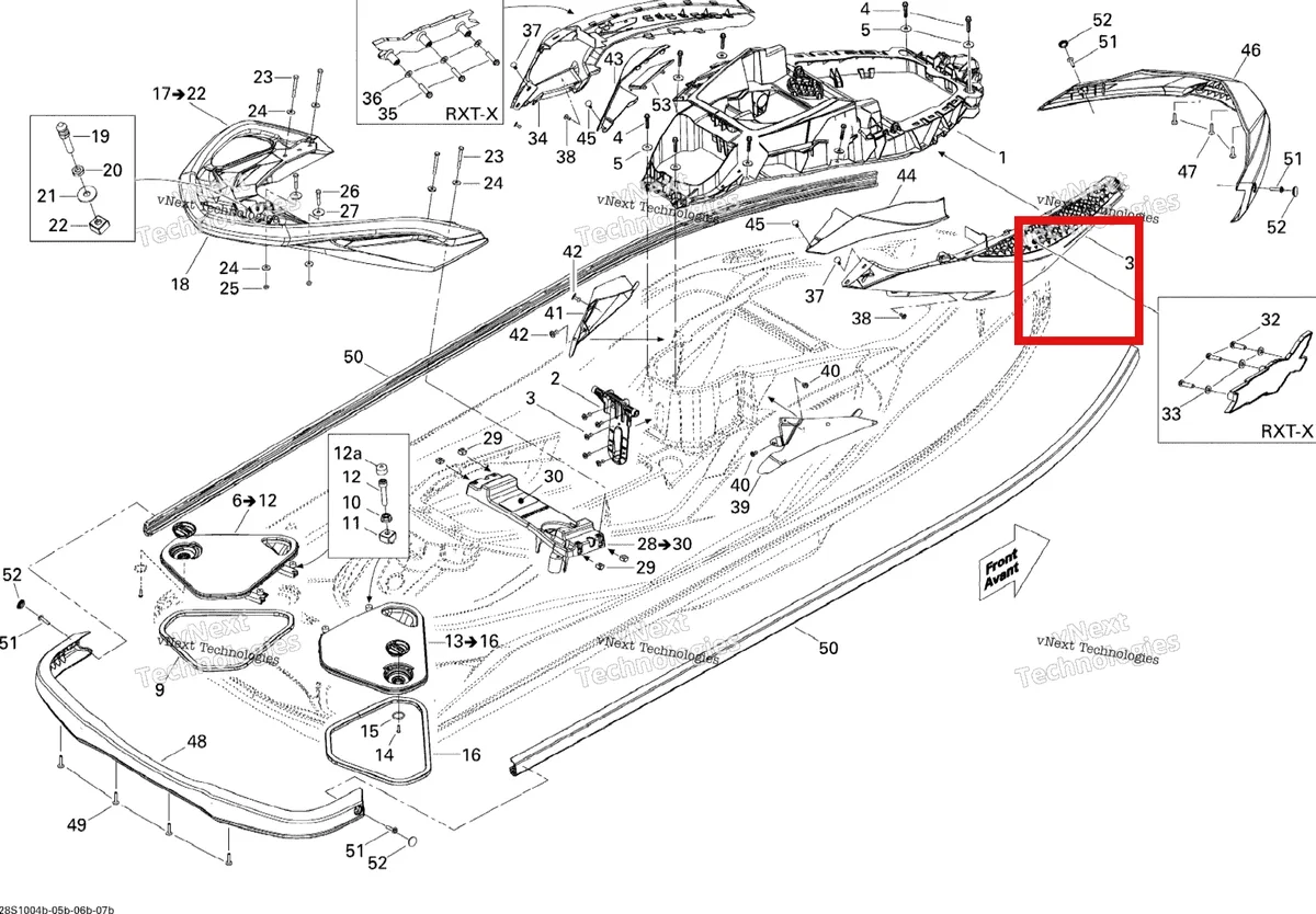 Деталь 291002944 на схеме узла 2010 Sea-Doo RXT 215 Body, Rear View 2