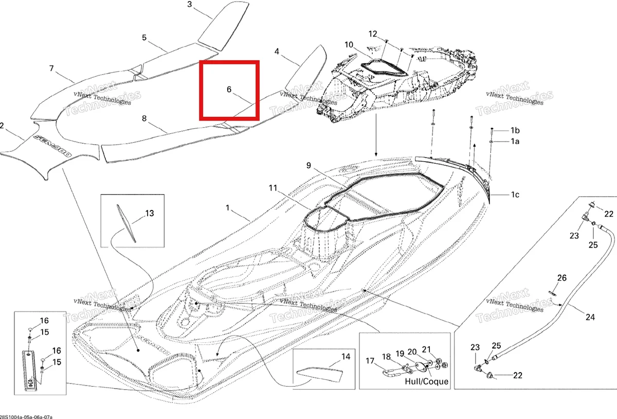 Деталь 291002964 на схеме узла 2010 Sea-Doo RXT-X and X RS 260 Body, Rear View 1