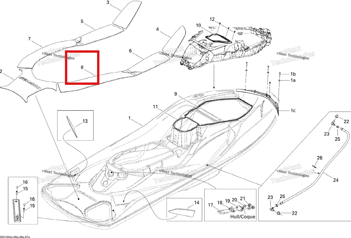 Деталь 291002966 на схеме узла 2010 Sea-Doo RXT-X and X RS 260 Body, Rear View 1