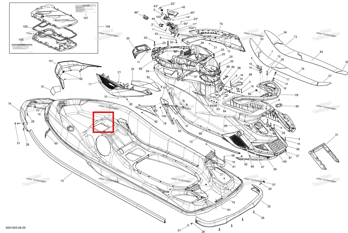 Деталь 291003081 на схеме узла 2015 Sea-Doo GTX LTD IS 260 Body