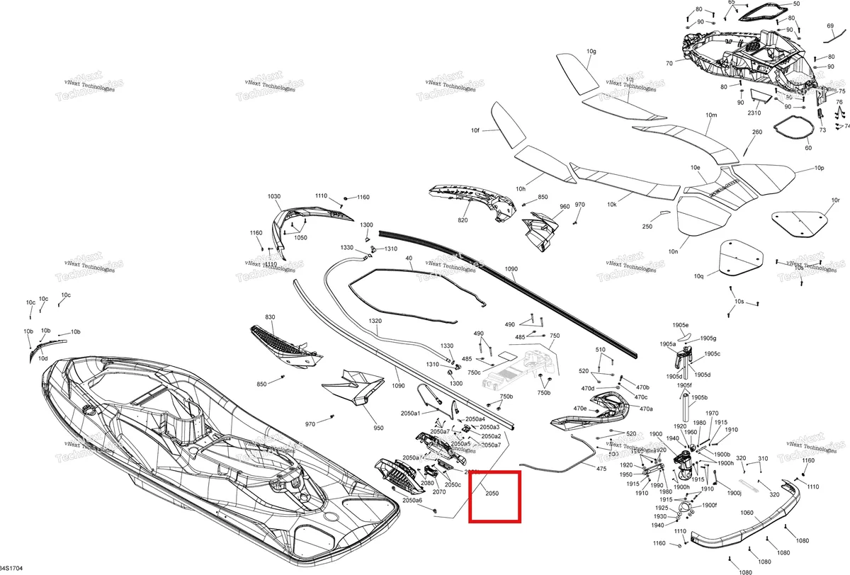 Деталь 291003101 на схеме узла 2017 Sea-Doo WAKE PRO Body - All Models